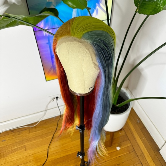 Straight Mermaid Rainbow Lace Front Wig - Picture 3 of 15